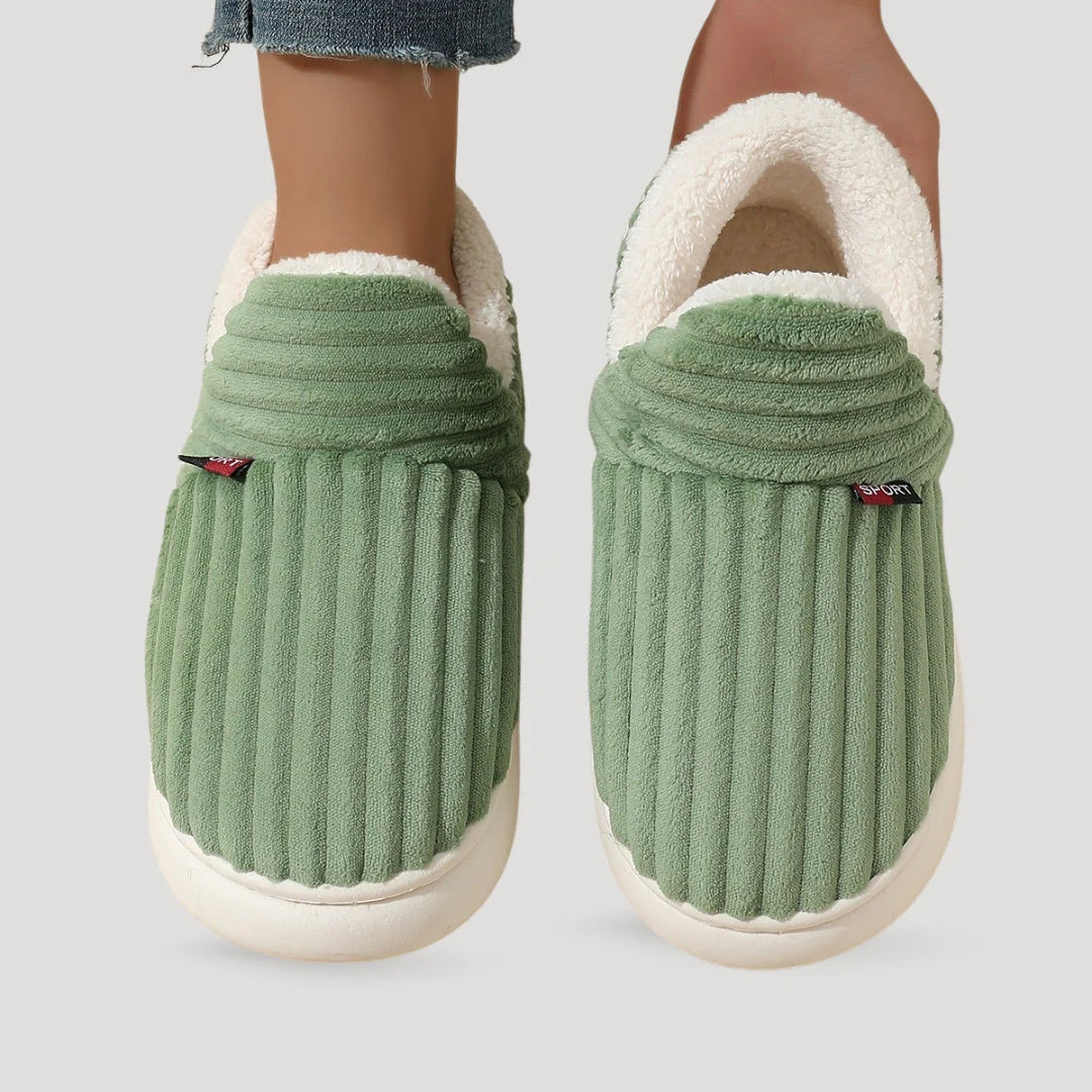ZXX Women's Ribbed Fleece Slipper Boots – Cosy Warmth & Cushioned