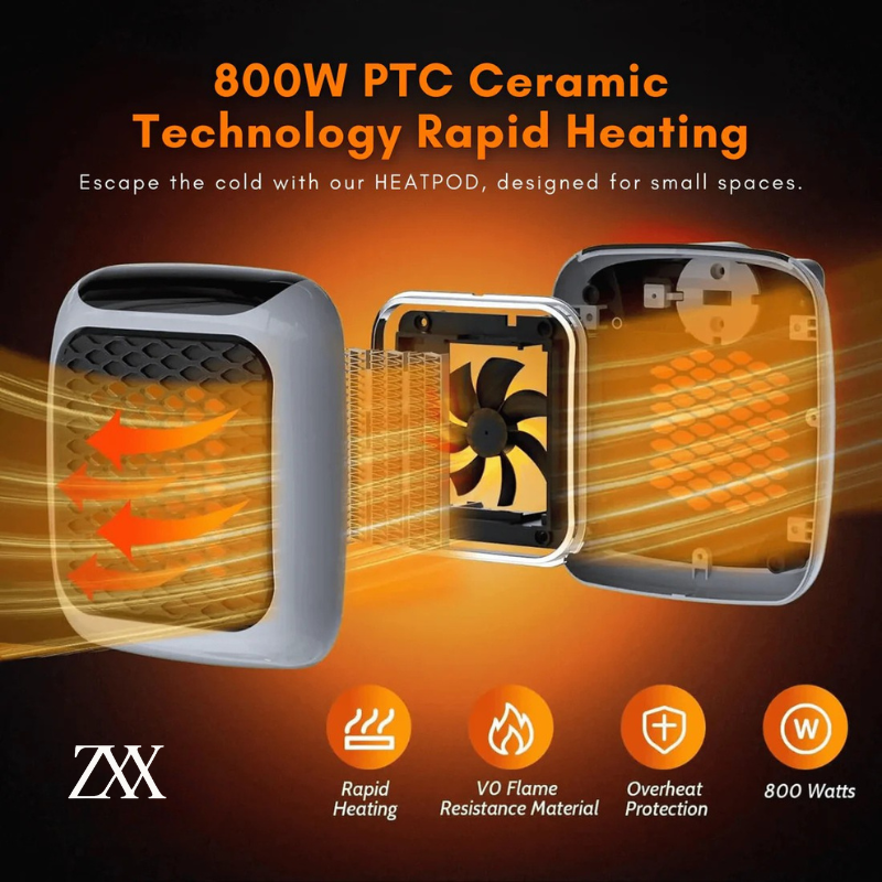 ZXX HeatFlow Plug-In Electric Space Heater – Compact Wall Mounted Heater with Digital Thermostat for Home & Office