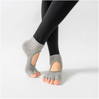 Grey Yoga Pilates Grip Socks for Women with Non-Slip Grip