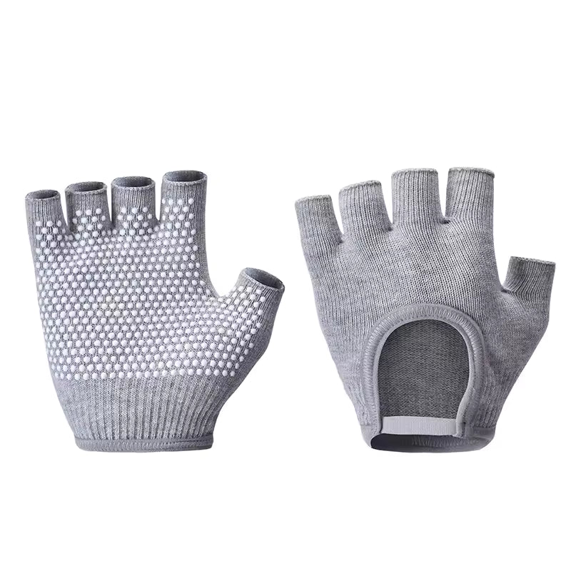 Grey Yoga Pilates Grip Gloves for Women with Non-Slip Grip