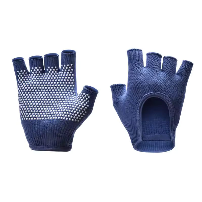 Blue Yoga Pilates Grip Gloves for Women with Non-Slip Grip