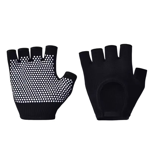 Black Yoga Pilates Grip Gloves for Women with Non-Slip Grip