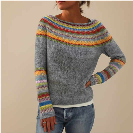 ZXX Women’s Nordic Knit Jumper – Warm Winter Sweater with Soft Comfortable Fit and Vintage Pattern