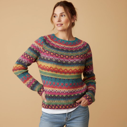 ZXX Manonin Women’s Norwegian Knit Jumper | Warm Winter Sweater with Elegant Nordic Pattern, Soft Comfortable Fit