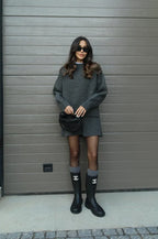 ZXX | Premium Ribbed Knit Skirt Suit Set - Oversized Sweater & Pencil Skirt (Two-Piece)