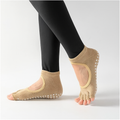 Beige Yoga Pilates Grip Socks for Women with Non-Slip Grip