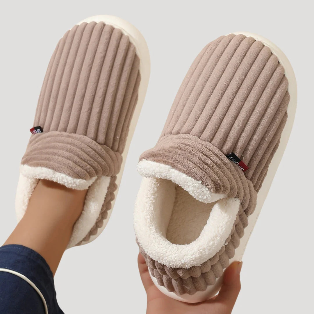 ZXX Women's Ribbed Fleece Slipper Boots – Cosy Warmth & Cushioned Comfort