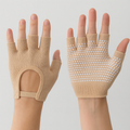 Beige Yoga Pilates Grip Gloves for Women with Non-Slip Grip