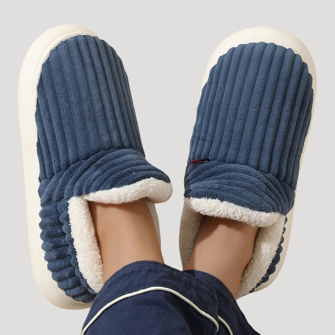ZXX Women's Ribbed Fleece Slipper Boots – Cosy Warmth & Cushioned Comfort