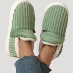 ZXX Women's Ribbed Fleece Slipper Boots – Cosy Warmth & Cushioned Comfort