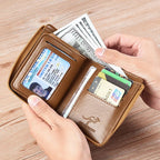 Men’s Premium Leather Zip Wallet – RFID Security & Waterproof Finish