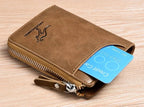 Men’s Premium Leather Zip Wallet – RFID Security & Waterproof Finish