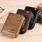 Men’s Premium Leather Zip Wallet – RFID Security & Waterproof Finish