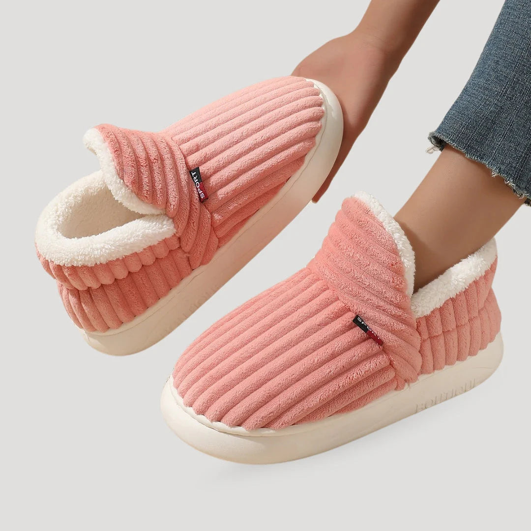 靴  slipper ZXX Women's Ribbed Fleece Slipper Boots – Cosy Warmth & Cushioned