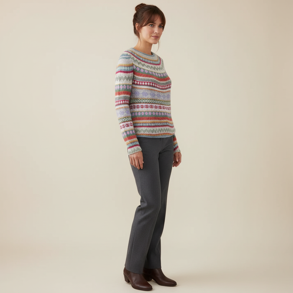 ZXX Manonin Women’s Norwegian Knit Jumper | Warm Winter Sweater with Elegant Nordic Pattern, Soft Comfortable Fit