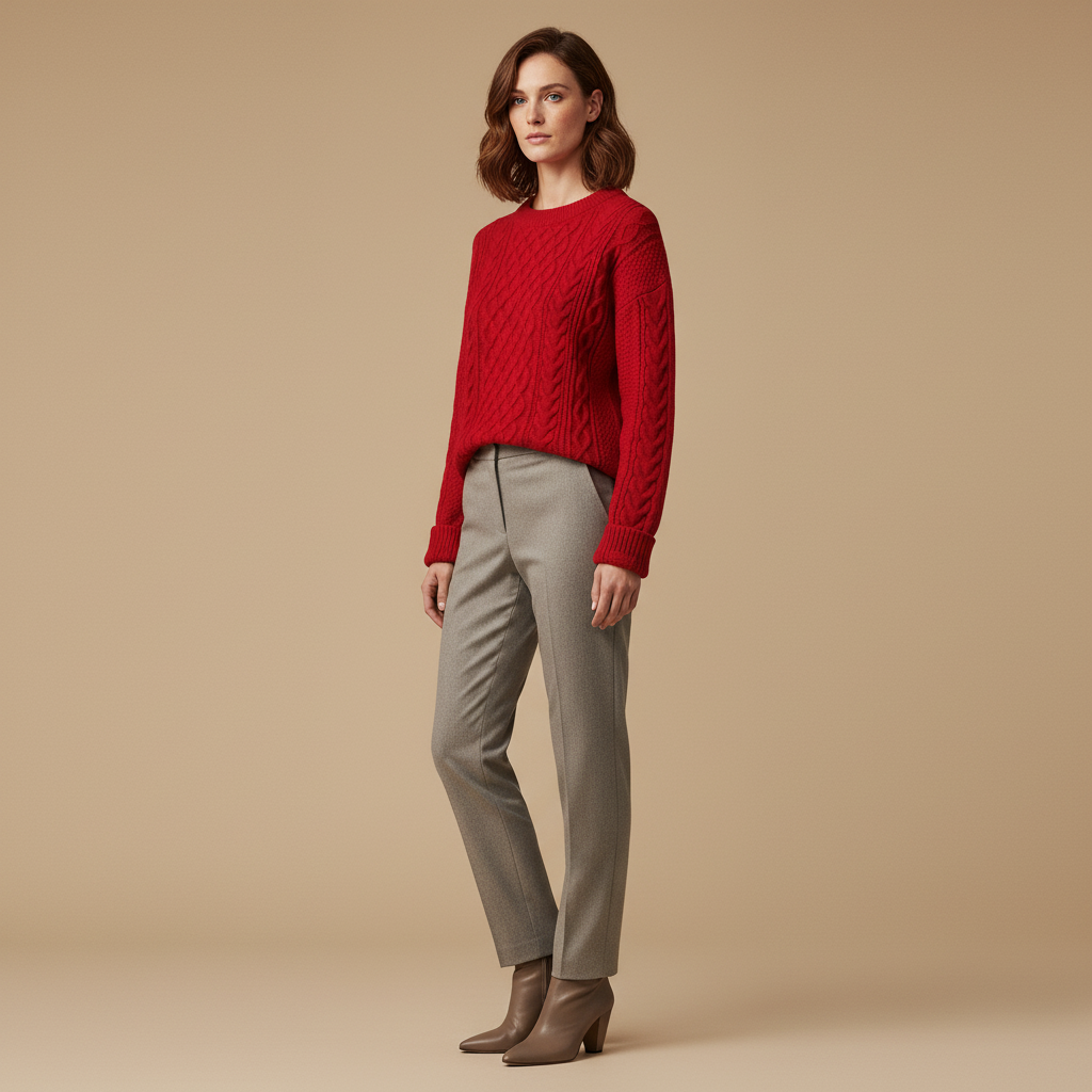 ZXX Women’s Wool Sweater – Cable-Knit Round Neck Pullover | Soft Warm Wool