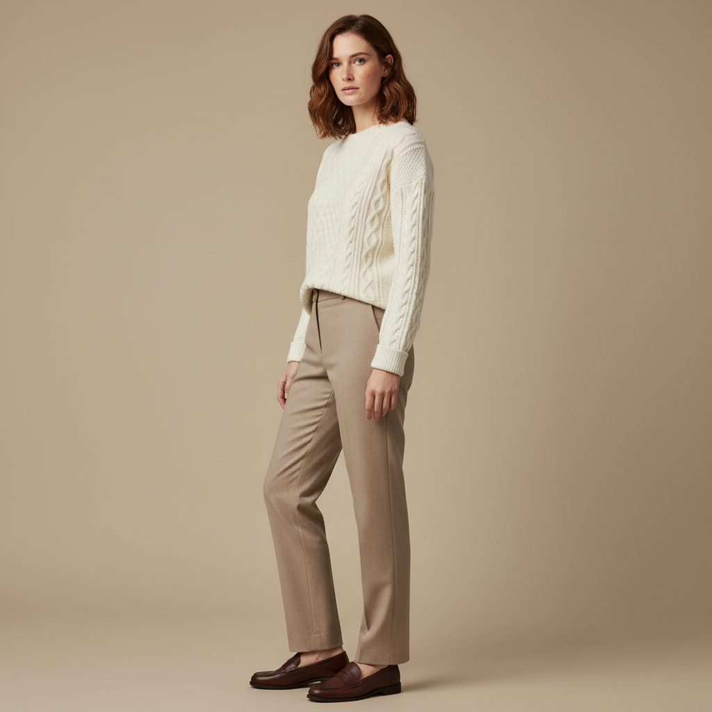 ZXX Women’s Wool Sweater – Cable-Knit Round Neck Pullover | Soft Warm Wool