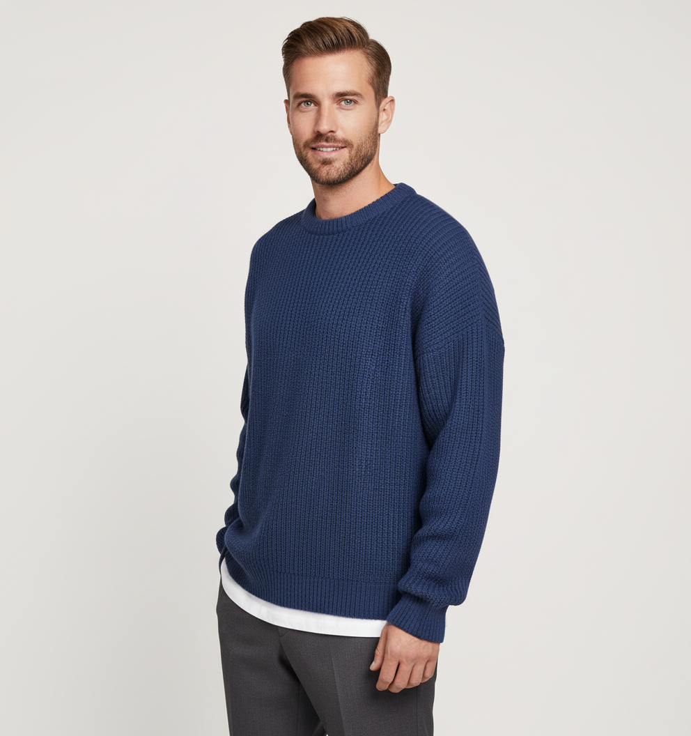 ZXX Men's Ribbed Knitted Oversized Sweater – Relaxed Thermal Comfort