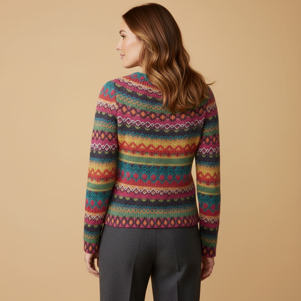 ZXX Manonin Women’s Norwegian Knit Jumper | Warm Winter Sweater with Elegant Nordic Pattern, Soft Comfortable Fit