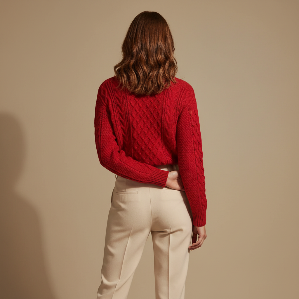 ZXX Women’s Wool Sweater – Cable-Knit Round Neck Pullover | Soft Warm Wool