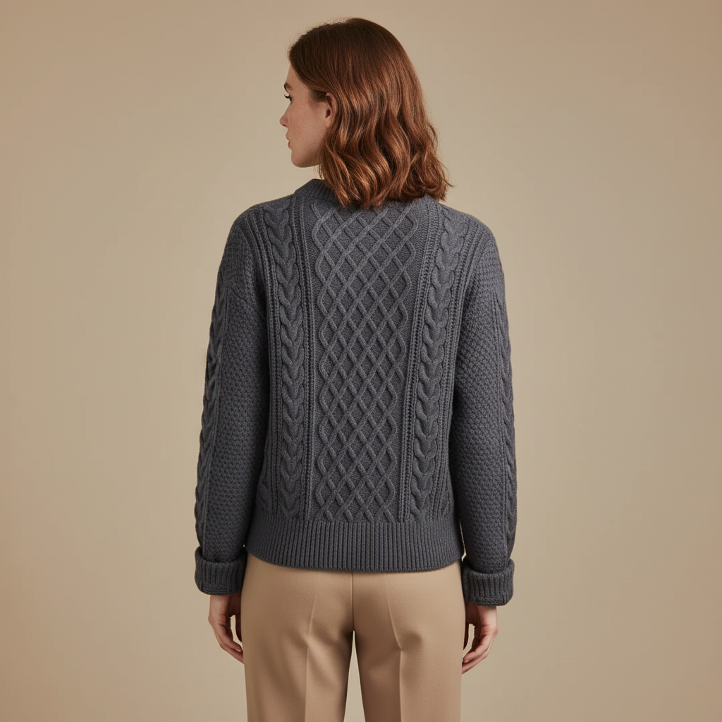 ZXX Women’s Wool Sweater – Cable-Knit Round Neck Pullover | Soft Warm Wool