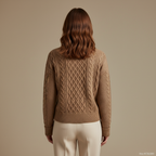 ZXX Women’s Wool Sweater – Cable-Knit Round Neck Pullover | Soft Warm Wool