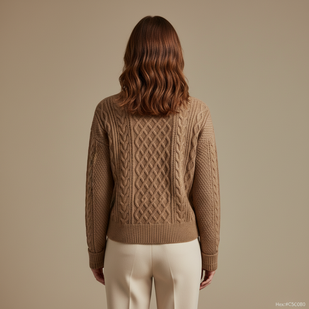 ZXX Women’s Wool Sweater – Cable-Knit Round Neck Pullover | Soft Warm Wool