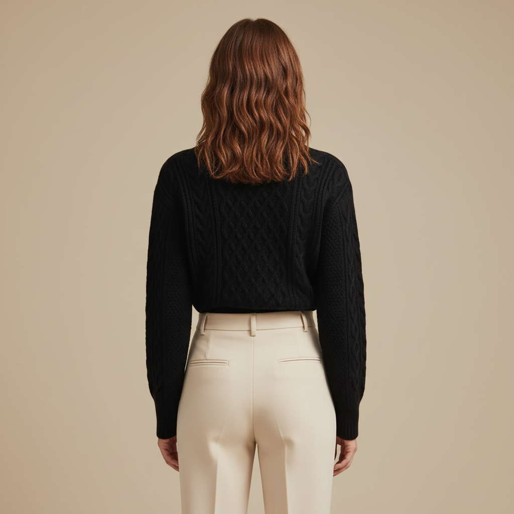 ZXX Women’s Wool Sweater – Cable-Knit Round Neck Pullover | Soft Warm Wool