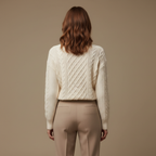 ZXX Women’s Wool Sweater – Cable-Knit Round Neck Pullover | Soft Warm Wool
