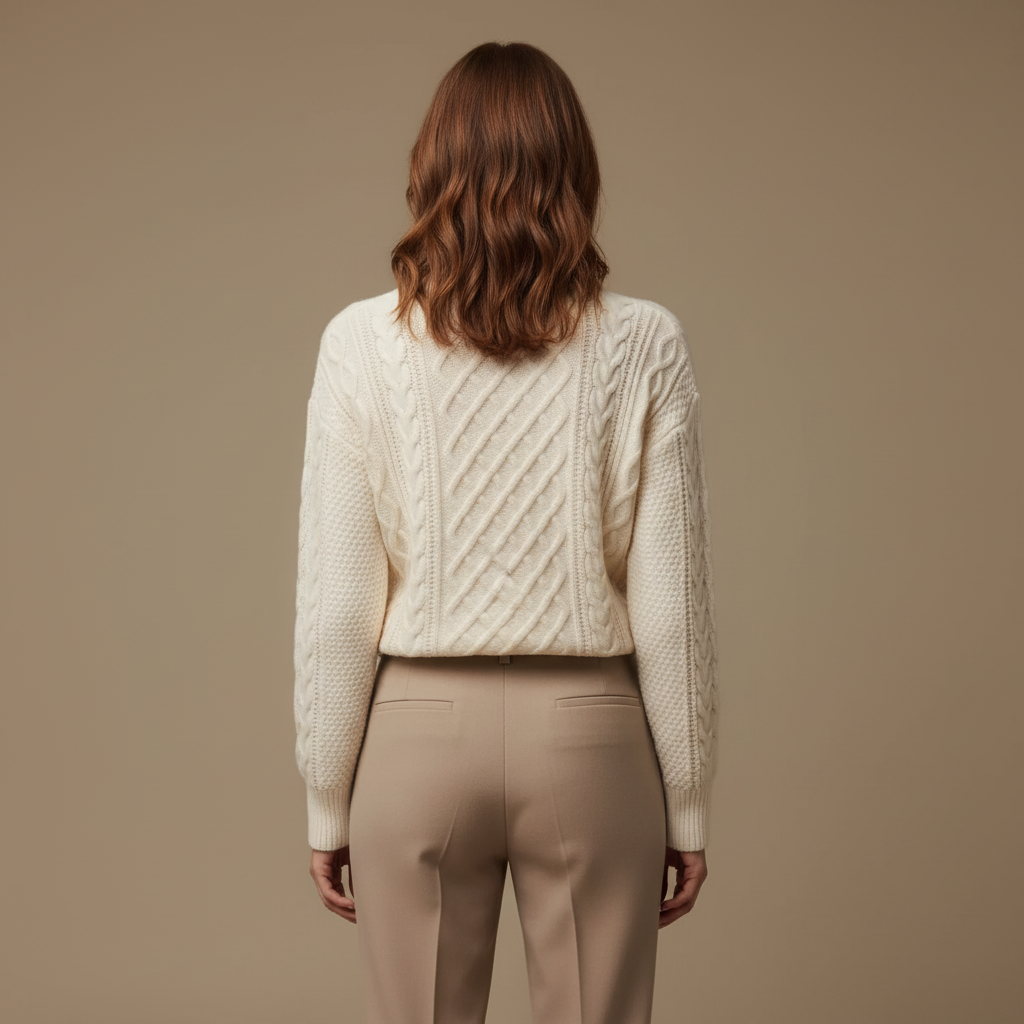 ZXX Women’s Wool Sweater – Cable-Knit Round Neck Pullover | Soft Warm Wool