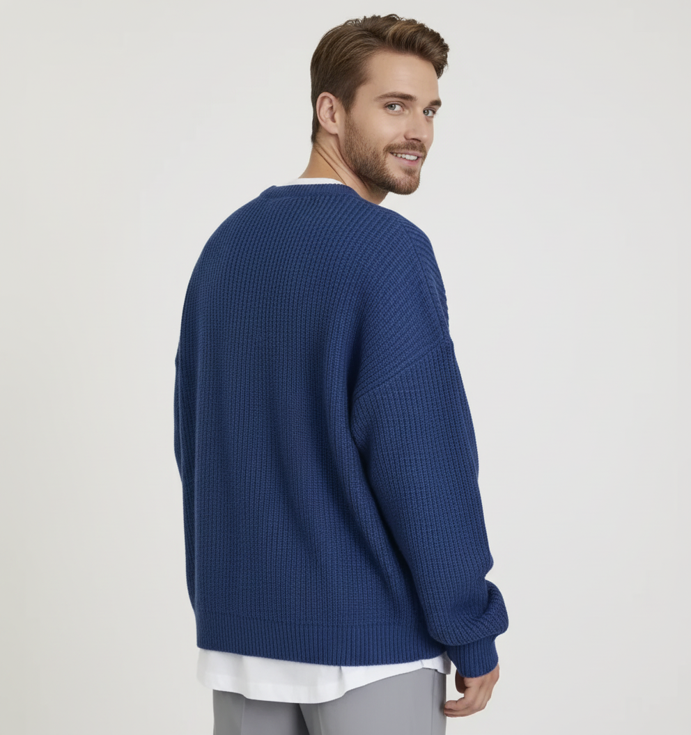 ZXX Men's Ribbed Knitted Oversized Sweater – Relaxed Thermal Comfort