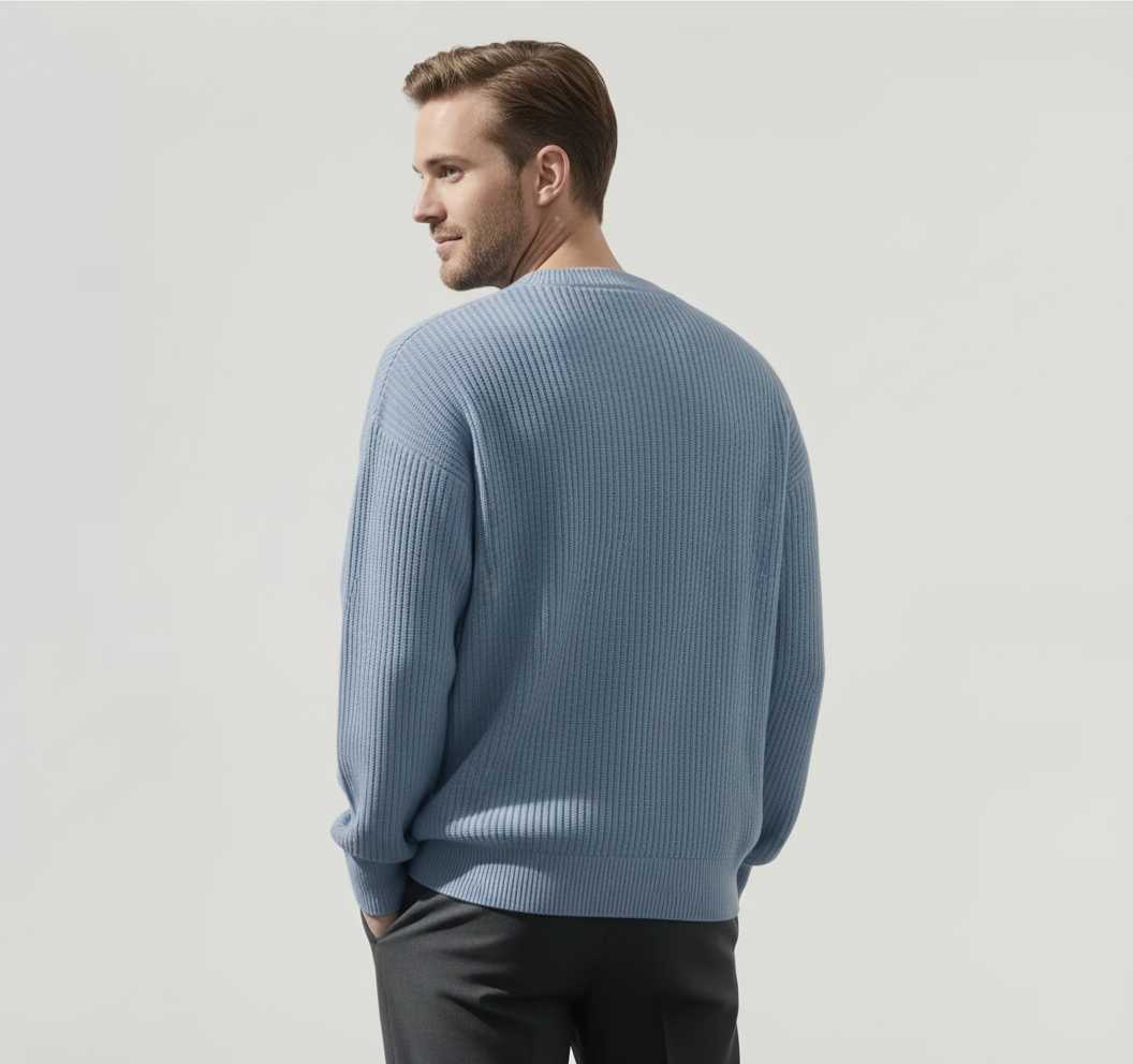 ZXX Men's Ribbed Knitted Oversized Sweater – Relaxed Thermal Comfort