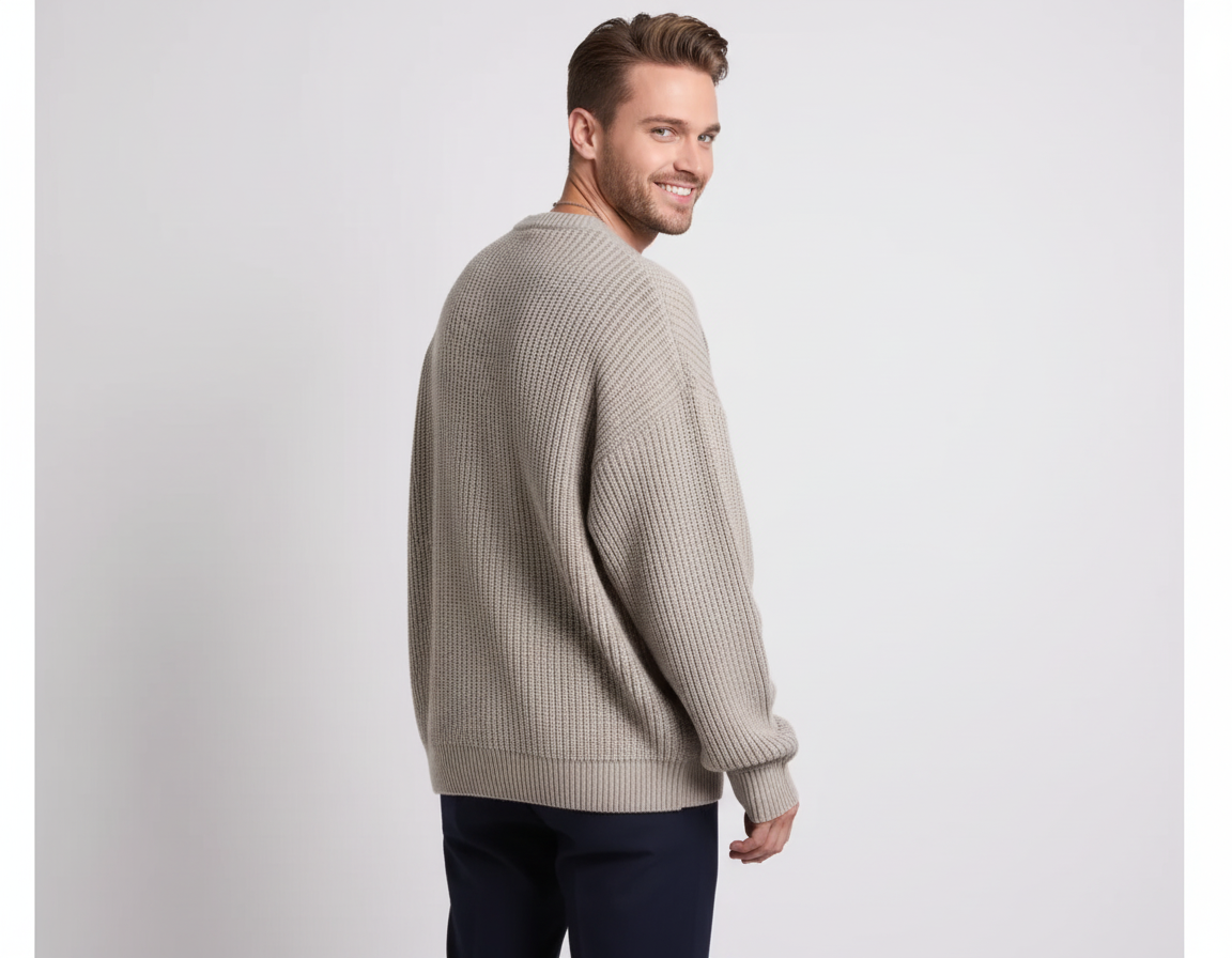 ZXX Men's Ribbed Knitted Oversized Sweater – Relaxed Thermal Comfort