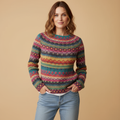 ZXX Manonin Women’s Norwegian Knit Jumper | Warm Winter Sweater with Elegant Nordic Pattern, Soft Comfortable Fit