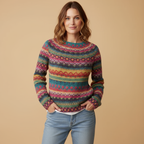 ZXX Manonin Women’s Norwegian Knit Jumper | Warm Winter Sweater with Elegant Nordic Pattern, Soft Comfortable Fit