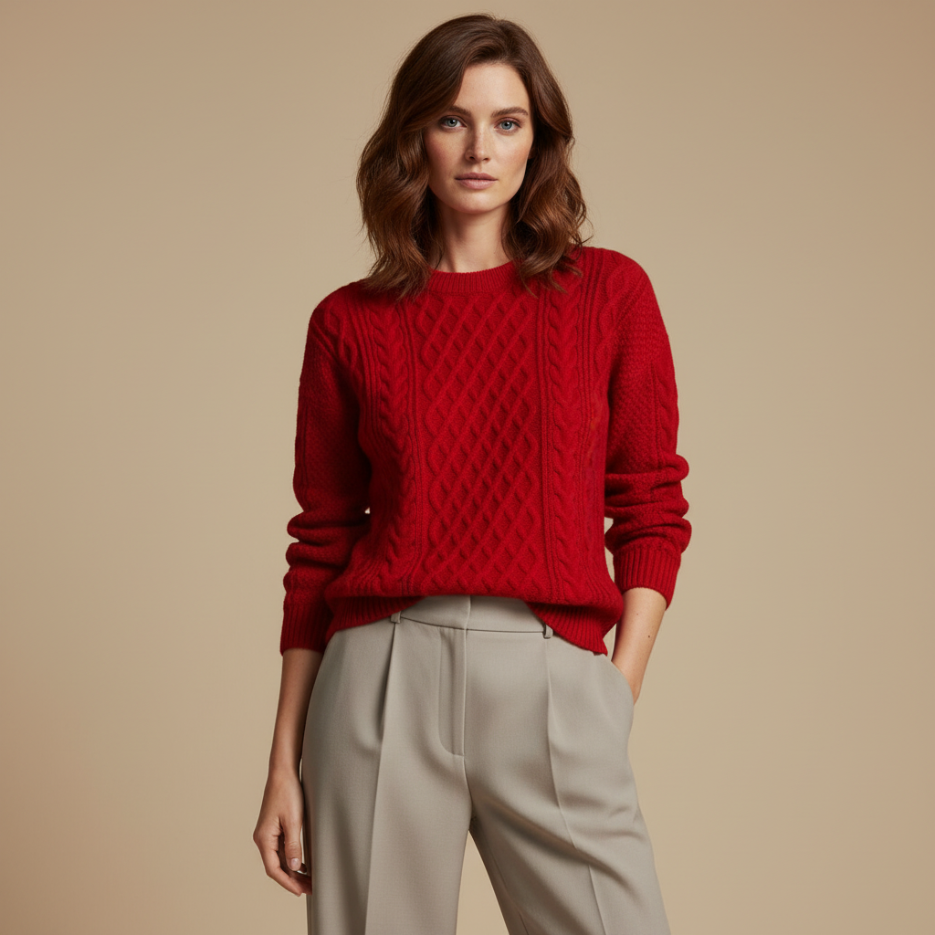 ZXX Women’s Wool Sweater – Cable-Knit Round Neck Pullover | Soft Warm Wool