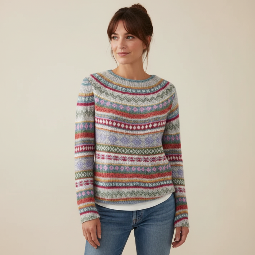 ZXX Manonin Women’s Norwegian Knit Jumper | Warm Winter Sweater with Elegant Nordic Pattern, Soft Comfortable Fit