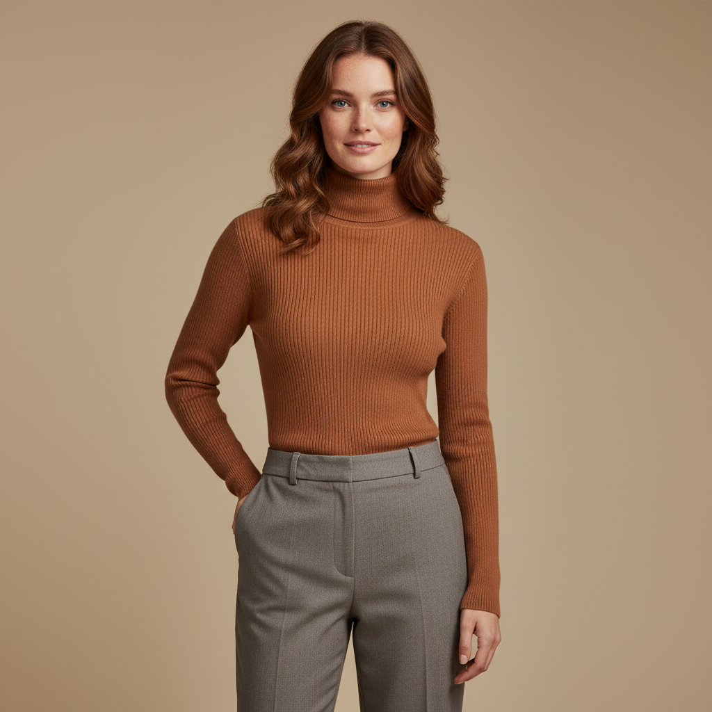 ZXX Cashmere Turtleneck Sweater for Women - Pure Mongolian Wool Knit Jumper