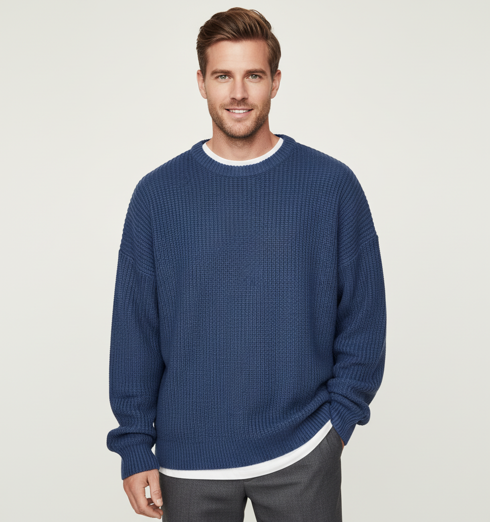 ZXX Men's Ribbed Knitted Oversized Sweater – Relaxed Thermal Comfort