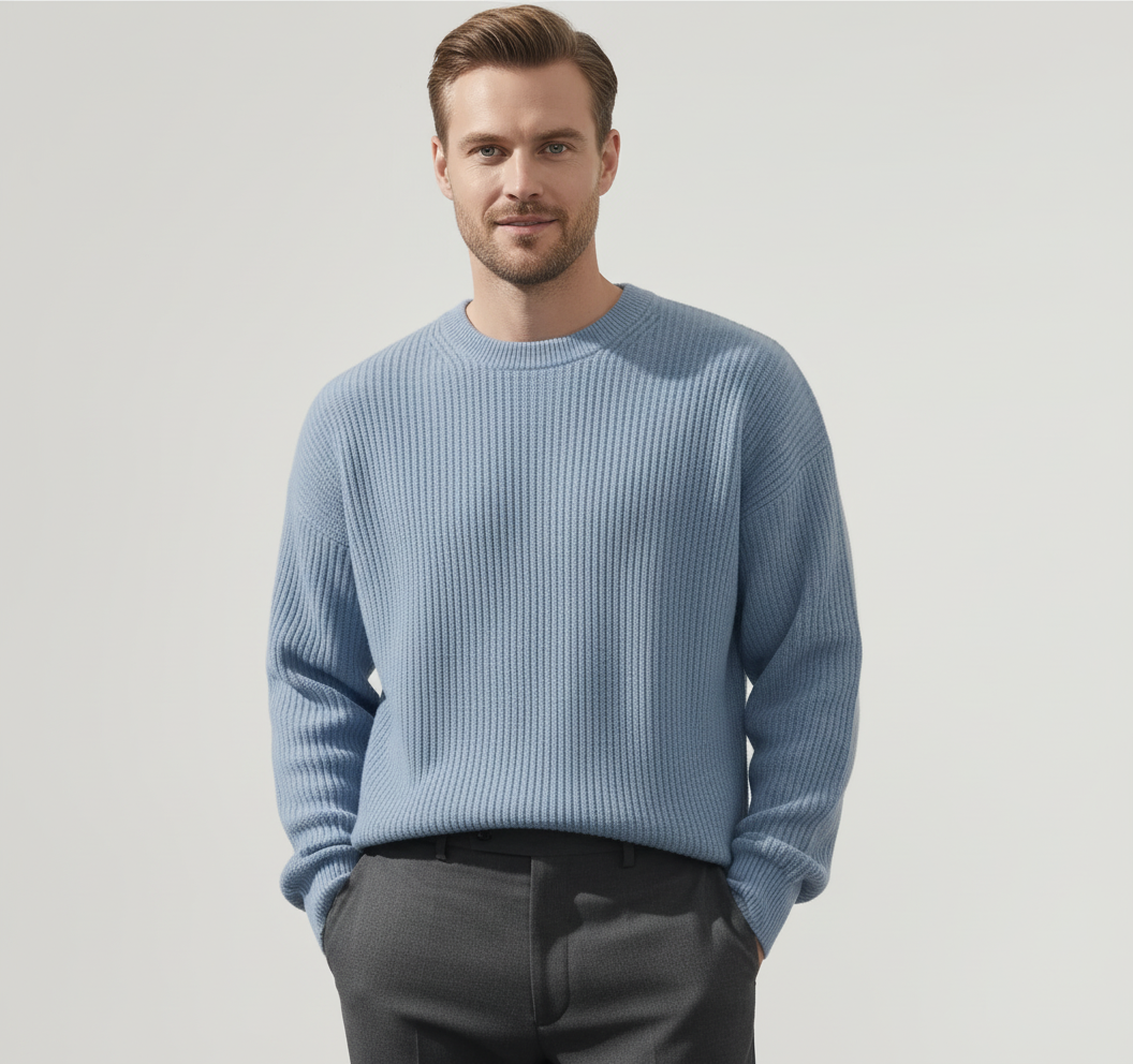 ZXX Men's Ribbed Knitted Oversized Sweater – Relaxed Thermal Comfort