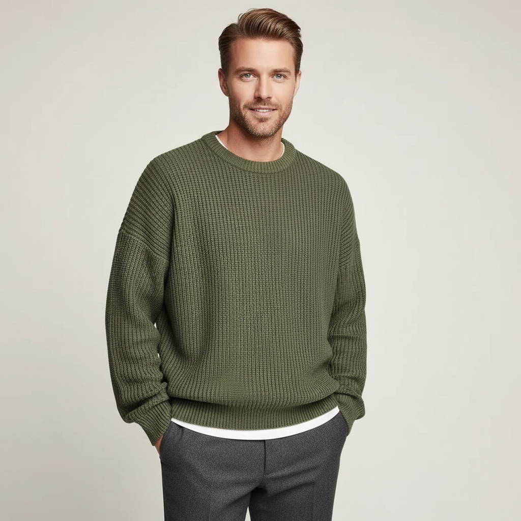 ZXX Men's Ribbed Knitted Oversized Sweater – Relaxed Thermal Comfort