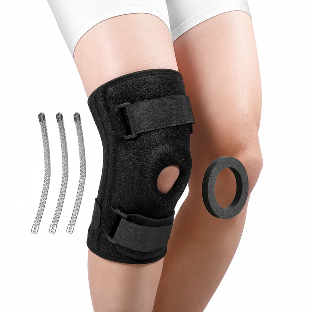 5XL–8XL Extra Wide Knee Brace – Open Patella Compression Support for Sports & Daily Comfort (Black) - ZXX