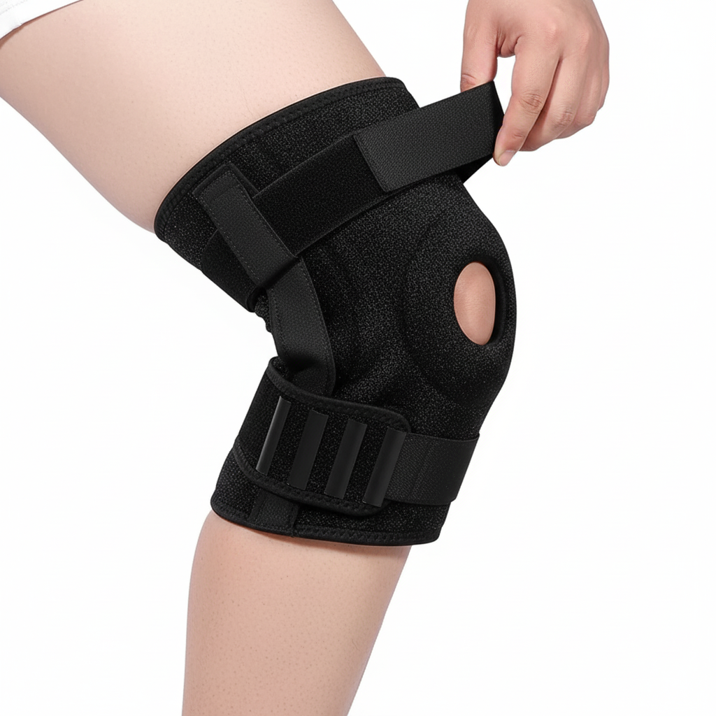 5XL–8XL Extra Wide Knee Brace – Open Patella Compression Support for Sports & Daily Comfort (Black) - ZXX