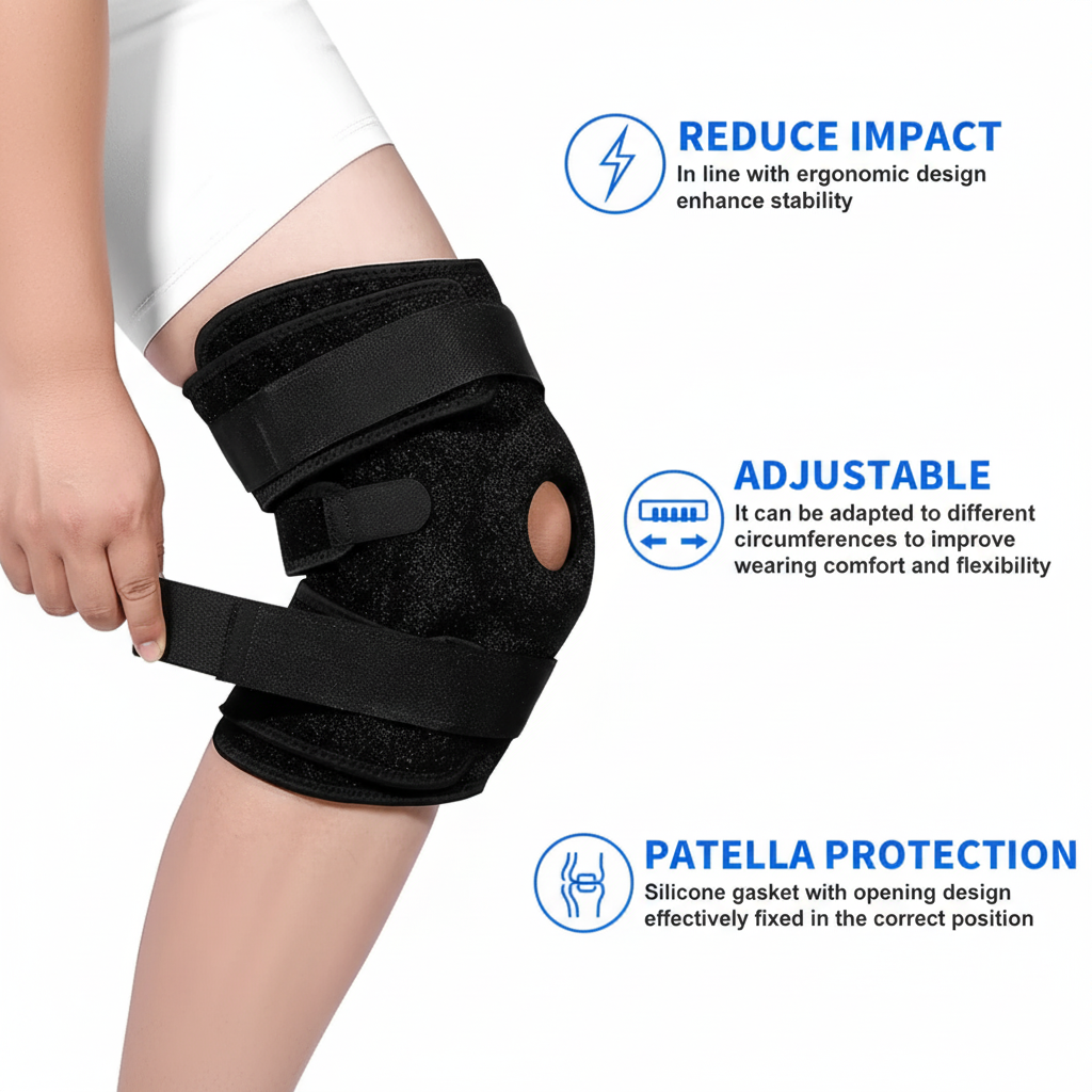 5XL–8XL Extra Wide Knee Brace – Open Patella Compression Support for Sports & Daily Comfort (Black) - ZXX