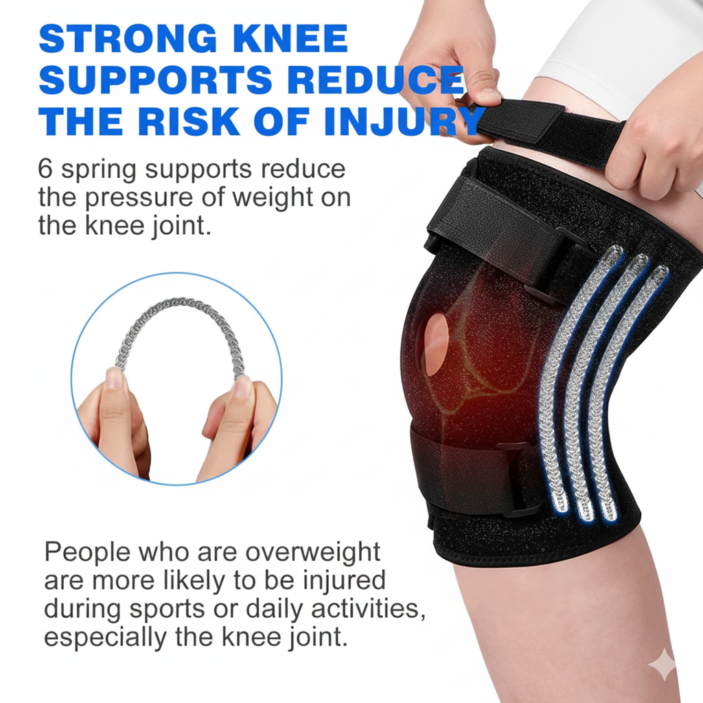 5XL–8XL Extra Wide Knee Brace – Open Patella Compression Support for Sports & Daily Comfort (Black) - ZXX