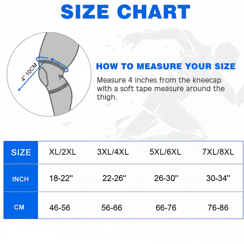 5XL–8XL Extra Wide Knee Brace – Open Patella Compression Support for Sports & Daily Comfort (Black) - ZXX