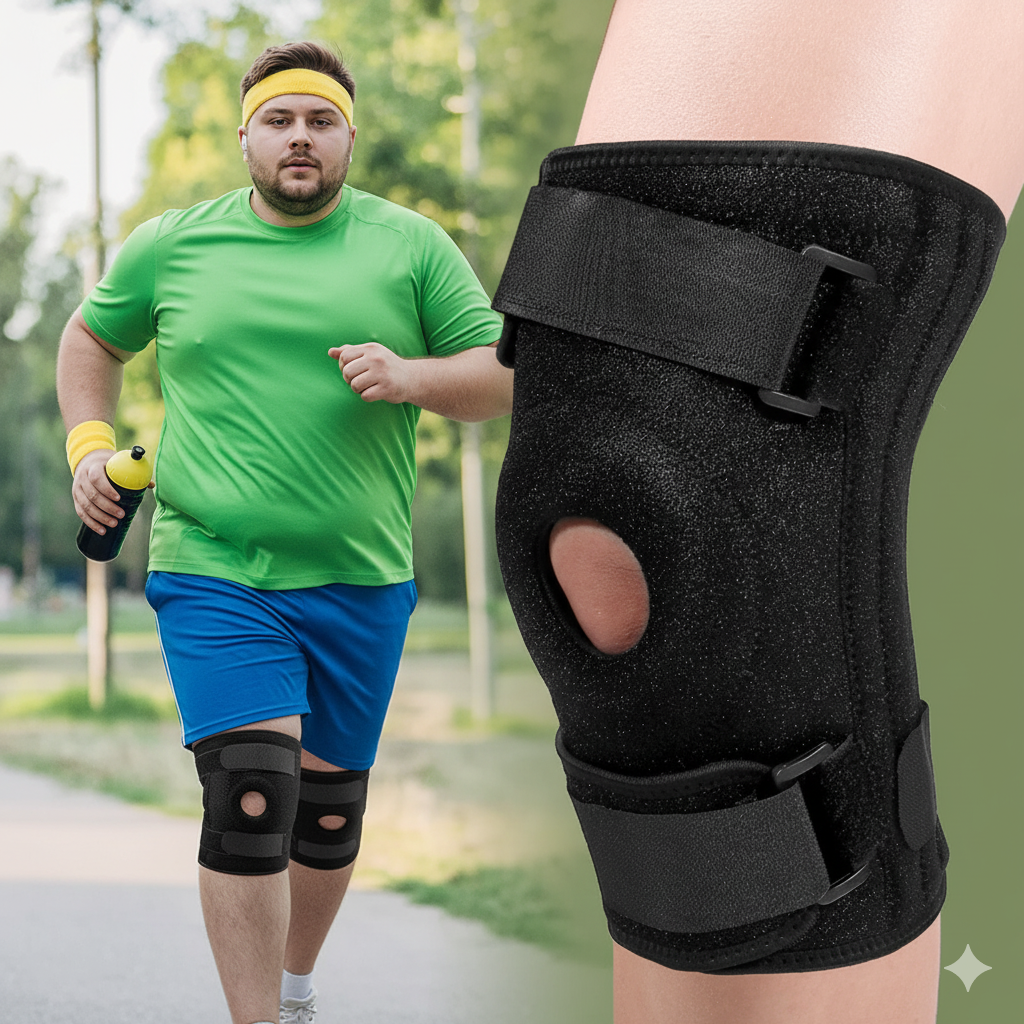 5XL–8XL Extra Wide Knee Brace – Open Patella Compression Support for Sports & Daily Comfort (Black) - ZXX